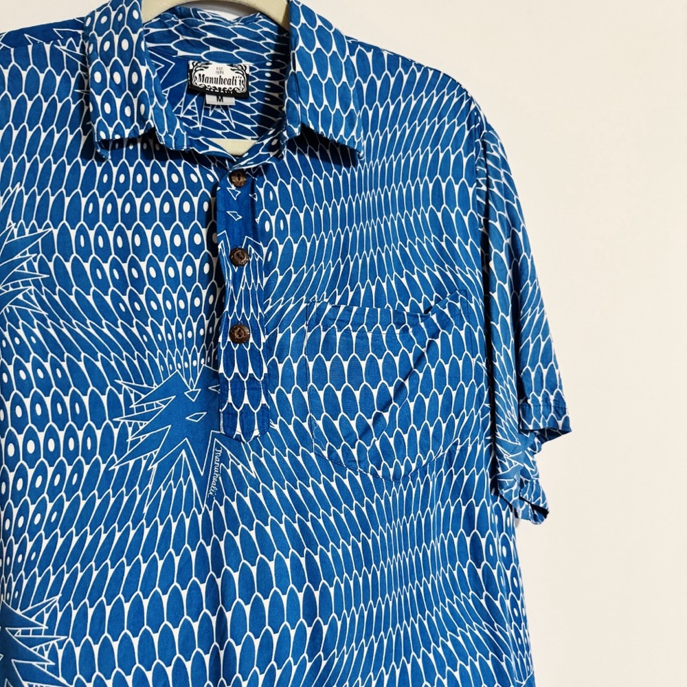 Manuhealii - Blue and White Print Shirt - Picture 2 of 5